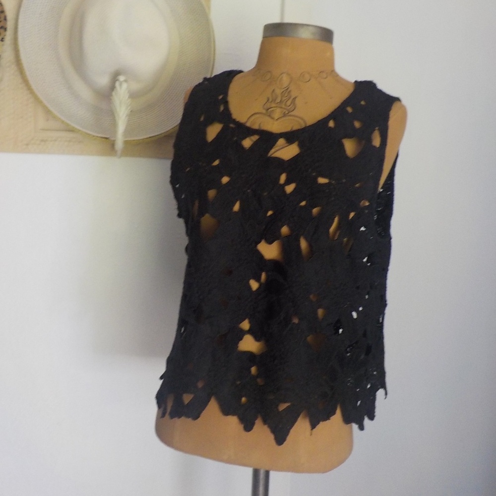Black Top Asymmetric Hem & Holes